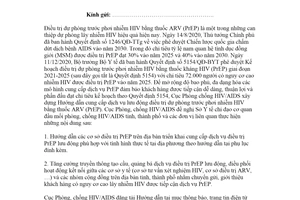 Công văn 436/AIDS-ĐT 2021 cung cấp dịch vụ lưu động điều trị dự phòng trước phơi nhiễm HIV