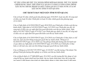 Quyết định 610/QĐ-UBND 2021 thủ tục hành chính công trình xây dựng Sở Xây dựng Tuyên Quang