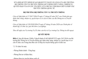 Quyết định 801/QĐ-BTTTT 2021 sửa đổi Quyết định 463/QĐ-BTTTT