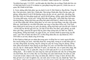 Kết luận 07-KL/TW 2021 nhiệm vụ trọng tâm tăng cường công tác phòng chống dịch Covid19