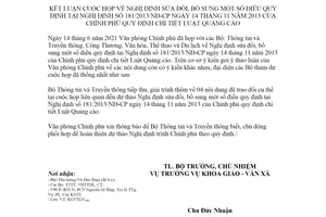 Thông báo 3995/TB-VPCP 2021 kết luận cuộc họp về Nghị định sửa đổi Nghị định 181/2013/NĐ-CP