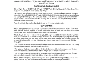 Quyết định 705/QĐ-BXD 2021 công bố thủ tục hành chính lĩnh vực nhà ở kinh doanh bất động sản