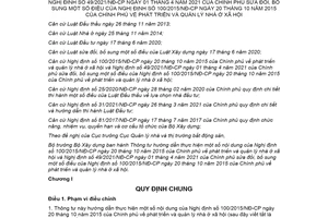 Thông tư 09/2021/TT-BXD hướng dẫn thực hiện Nghị định 100/2015/NĐ-CP