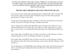 Quyết định 26/QĐ-HĐND 2021 cơ cấu tổ chức Văn phòng Đoàn đại biểu Quốc hội Tuyên Quang