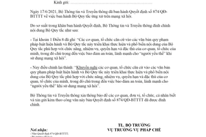 Công văn 2177/BTTTT-PC 2021 đính chính Bộ Quy tắc ứng xử trên mạng xã hội