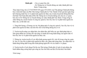 Công văn 2133/BTTTT-TTCS 2021 tuyên truyền công tác quản lý và phát triển nguồn lợi thủy sản