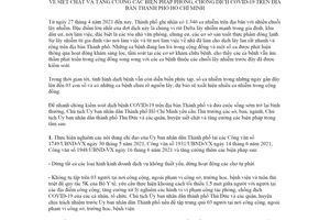 Chỉ thị 10/CT-UBND 2021 siết chặt tăng cường biện pháp phòng chống dịch Covid19 Hồ Chí Minh