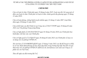 Nghị quyết 61/NQ-CP 2021 mua vắc xin phòng COVID19 AZD1222 do AstraZeneca sản xuất