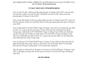 Quyết định 24/2021/QĐ-UBND quyền hạn và cơ cấu tổ chức của Sở Tư pháp tỉnh Bình Định