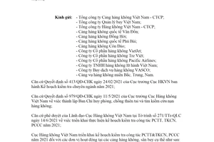 Công văn 2610/CHK-QLC 2021 phòng chống thiên tai tìm kiếm cứu nạn tại các cảng hàng không