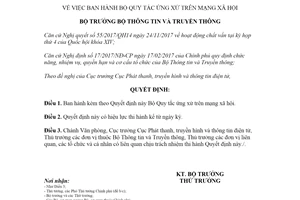 Decision 874/QD-BTTTT 2021 Code of conduct for social media