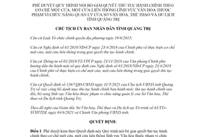 Quyết định 1465/QĐ-UBND 2021 giải quyết thủ tục hành chính về Văn hóa Sở Văn hóa Quảng Trị