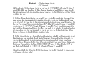 Công văn 4095/VPCP-CN 2021 thí điểm vận chuyển khách từ trung tâm đô thị đến cảng hàng không