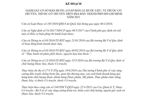 Kế hoạch 3793/KH-SYT 2021 giám sát cơ sở bán buôn cơ sở bán lẻ Dược liệu Hồ Chí Minh