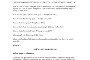 Nghị định 60/2021/NĐ-CP cơ chế tự chủ tài chính của đơn vị sự nghiệp công lập