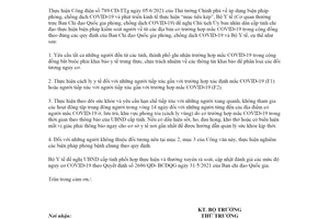 Công văn 5015/BYT-MT 2021 cách ly y tế đối với người đến từ vùng đang có dịch