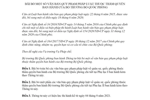 Thông tư 71/2021/TT-BQP bãi bỏ văn bản quy phạm pháp luật thuộc Bộ Quốc phòng