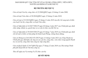 Quyết định 758/QĐ-BNV 2021 Quy tắc ứng xử của cán bộ công viên chức người lao động