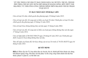 Quyết định 20/2021/QĐ-UBND phân cấp thỏa thuận xây dựng bến khách ngang sông tỉnh Bạc Liêu