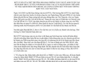 Thông báo 210/TB-BGTVT 2021 kiểm điểm tiến độ Dự án kết nối giao thông khu vực Tây Nguyên