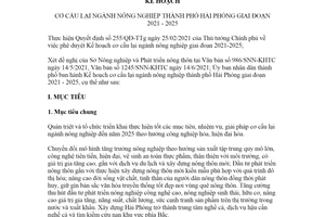 Kế hoạch 150/KH-UBND 2021 cơ cấu lại ngành nông nghiệp thành phố Hải Phòng