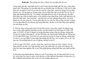 Công văn 187/TANDTC-VP 2021 tiếp tục thực hiện biện pháp phòng chống COVID19 tại Tòa án