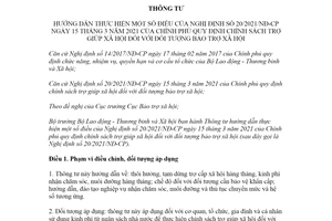 Circular 02/2021/TT-BLDTBXH guiding implementation of Decree 20/2021/ND-CP