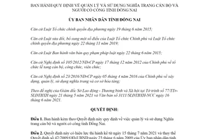 Quyết định 25/2021/QĐ-UBND quản lý Nghĩa trang cán bộ và người có công tỉnh Đồng Nai