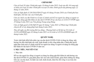 Nghị quyết 68/NQ-CP 2021 chính sách hỗ trợ người lao động sử dụng lao động gặp khó khăn dịch COVID19