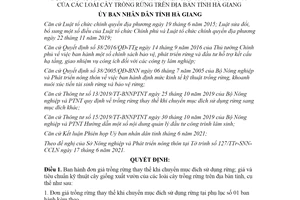 Quyết định 10/2021/QĐ-UBND đơn giá trồng rừng thay thế khi chuyển mục đích sử dụng rừng Hà Giang