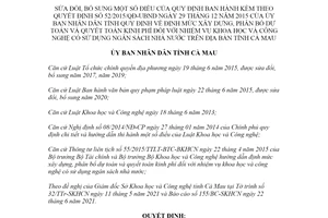 Quyết định 14/2021/QĐ-UBND sửa đổi Quyết định 52/2015/QĐ-UBND tỉnh Cà Mau