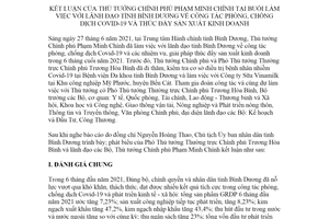 Thông báo 174/TB-VPCP 2021 kết luận tại buổi làm việc với Bình Dương về phòng chống Covid19