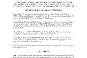 Quyết định 1304/QĐ-UBND 2021 thủ tục hành chính giáo dục trung học Sở Giáo dục Yên Bái