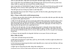 Thông tư 73/2021/TT-BCA mẫu hộ chiếu giấy thông hành và các biểu mẫu liên quan