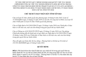 Quyết định 1259/QĐ-UBND 2021 giải quyết thủ tục hành chính bảo trợ xã hội Sở Lao động Yên Bái