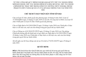 Quyết định 1305/QĐ-UBND 2021 thủ tục hành chính đường thủy nội địa Sở Giao thông tỉnh Yên Bái