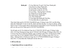 Công văn 2209/UBND-KT 2021 hỗ trợ người dân gặp khó khăn do đại dịch Covid19 Hồ Chí Minh