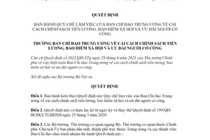 Quyết định 62/QĐ-BCĐCCTLBHXH 2021 Quy chế làm việc Ban Chỉ đạo cải cách tiền lương