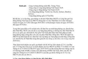 Công văn 2898/CHK-ANHK 2021 kiểm soát an ninh hàng không đối với các chuyến bay đi Nhật Bản