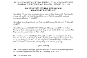 Nghị quyết 24/NQ-HĐND 2021 tổ chức các kỳ họp thường lệ của Hội đồng tỉnh Tuyên Quang