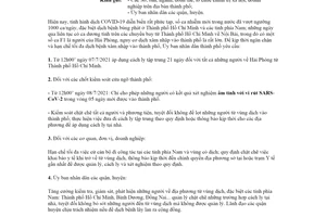 Công văn 4491/UBND-VX 2021 kiểm soát chặt chẽ người về từ các địa phương đang có dịch Hải Phòng