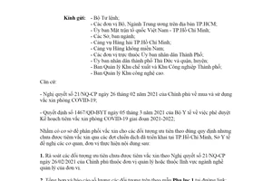 Công văn 4125/SYT-NVY 2021 lập danh sách tiêm vắc xin phòng COVID 19 Sở Y tế Hồ Chí Minh