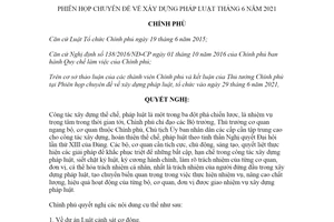 Nghị quyết 66/NQ-CP 2021 Phiên họp Chính phủ chuyên đề về xây dựng pháp luật tháng 6