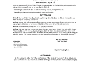 Quyết định 3348/QĐ-BYT 2021 chẩn đoán và điều trị viêm cơ tim sau tiêm chủng vắc xin COVID19