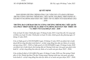 Quyết định 65/QĐ-BCĐCTMTQG 2021 công tác Ban Chỉ đạo phát triển kinh tế dân tộc thiểu số