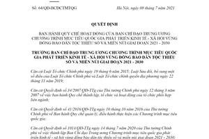 Quyết định 64/QĐ-BCĐCTMTQG 2021 hoạt động của Ban Chỉ đạo phát triển kinh tế dân tộc thiểu số
