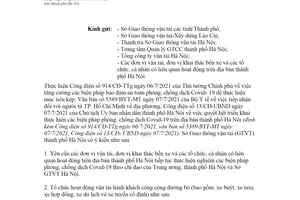 Công văn 3098/SGTVT-QLVT 2021 tổ chức vận tải hành khách đường bộ phòng Covid19 Hà Nội