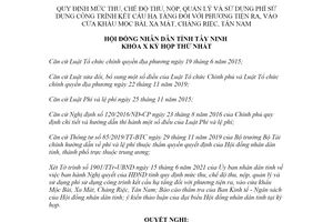 Nghị quyết 05/2021/NQ-HĐND phí công trình phương tiện ra vào Mộc Bài Xa Mát Chàng Riệc Tây Ninh