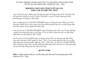 Nghị quyết 20/NQ-HĐND 2021 thành lập Ban Dân tộc của Hội đồng nhân dân tỉnh Tuyên Quang