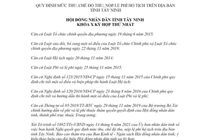 Nghị quyết 07/2021/NQ-HĐND mức thu chế độ thu nộp lệ phí hộ tịch tỉnh Tây Ninh